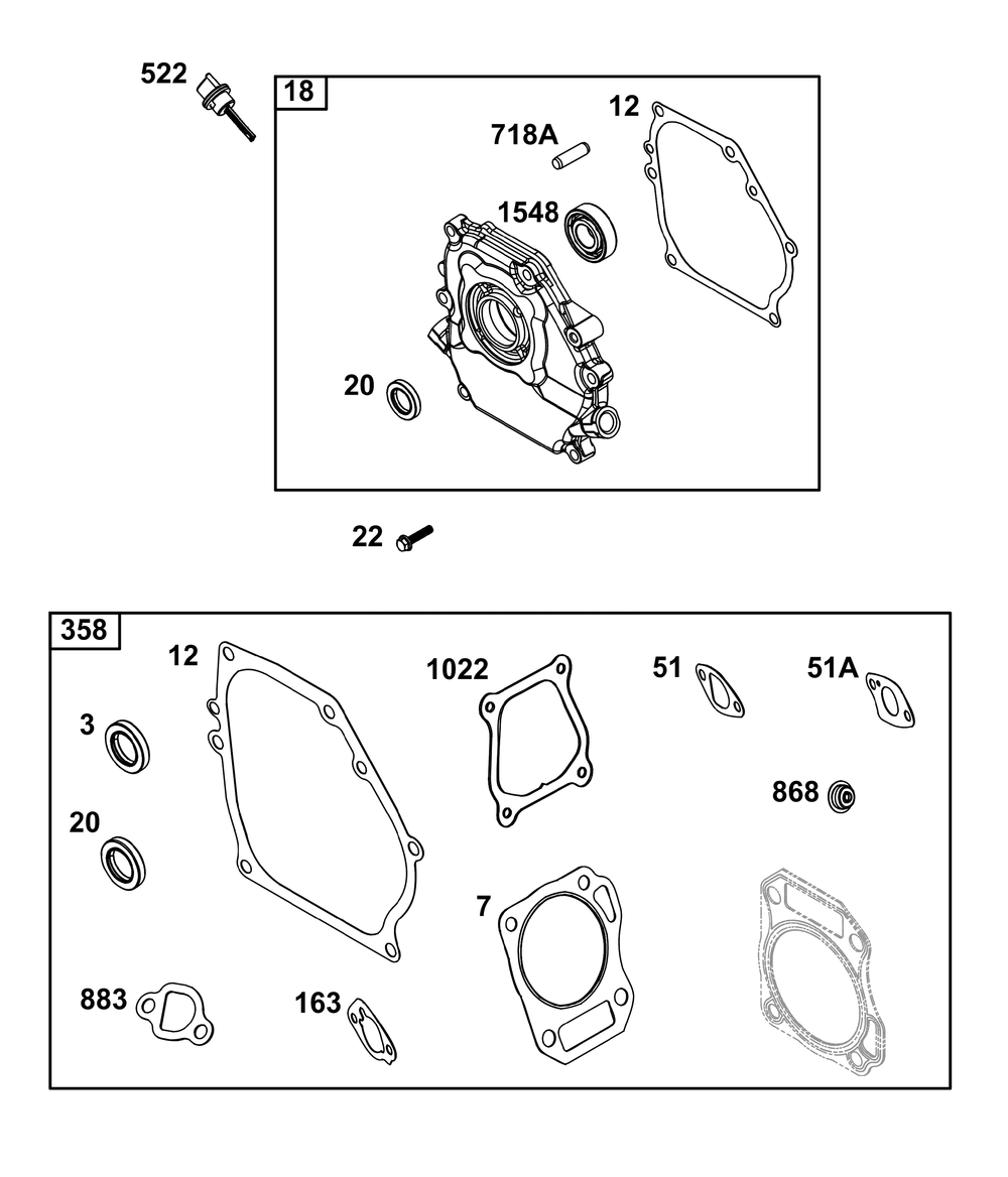 Crankcase Cover/Sump Group Diagram and Parts List for 13R232-0039-H5 100000 - 19Z999 Briggs and Stratton Engine
